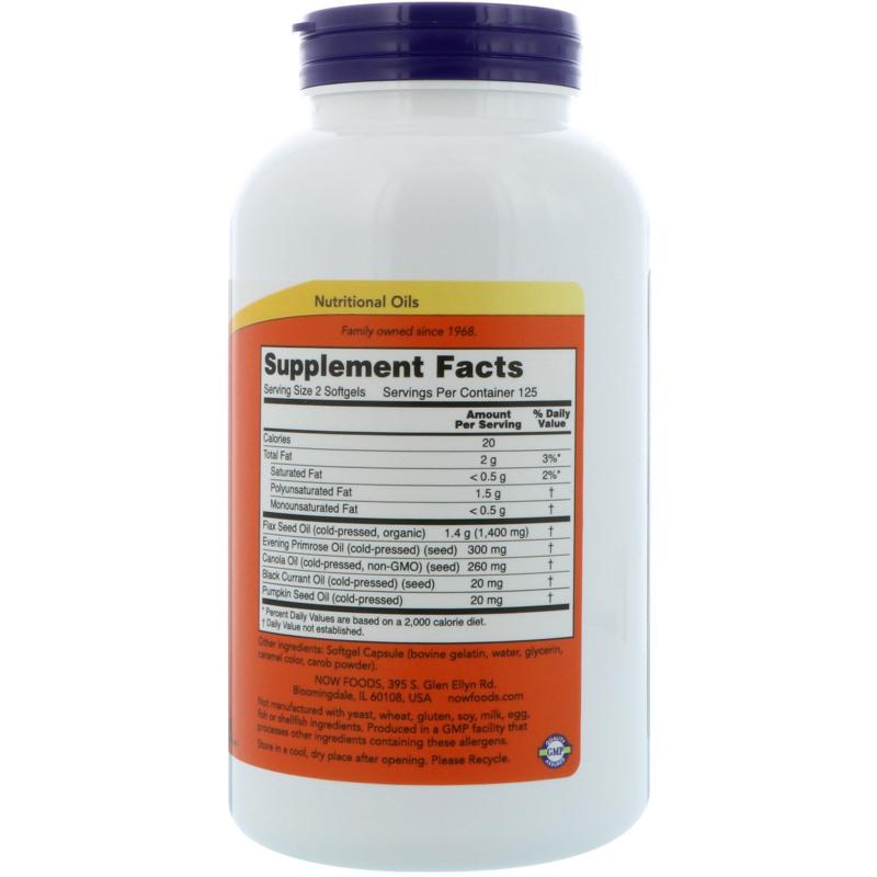 Now Foods Omega 3-6-9 1000 mg 250 softgels - фото 1