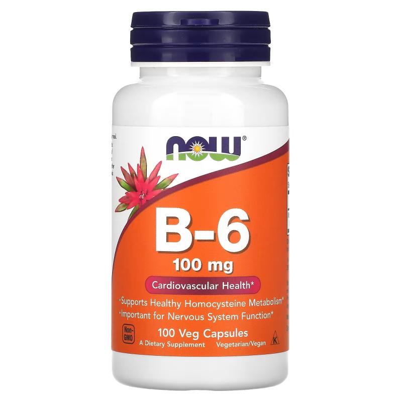 Now Foods B-6 100 mg 100 capsules - фото 1