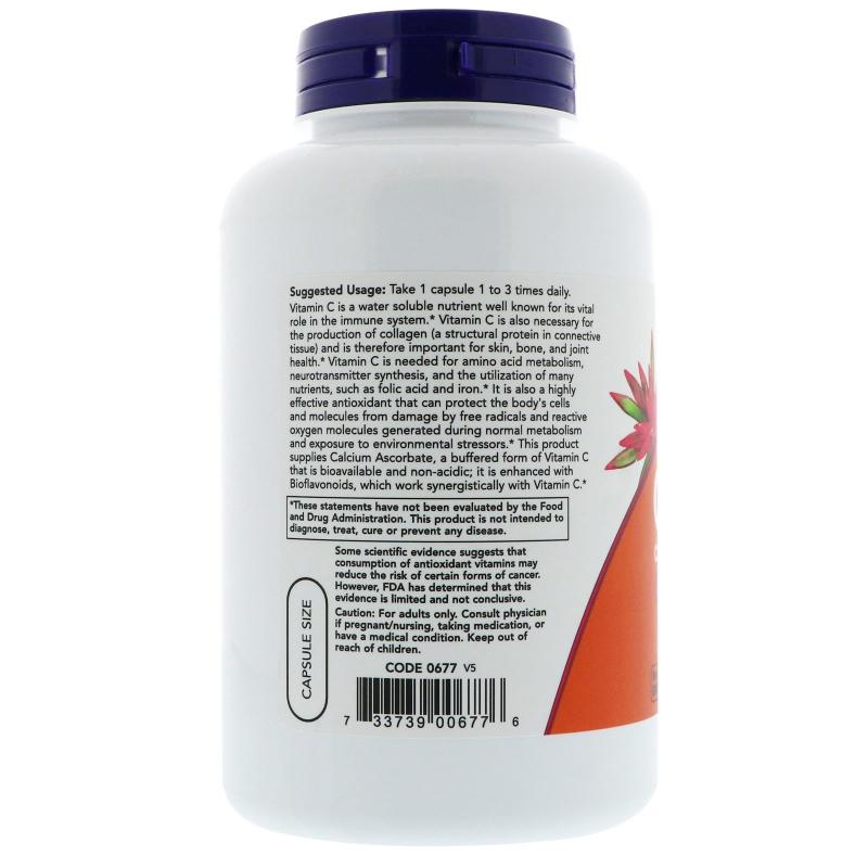 Now Foods C-500 Calcium Ascorbate-C with Bioflavonoids 250 Capsules - фото 1