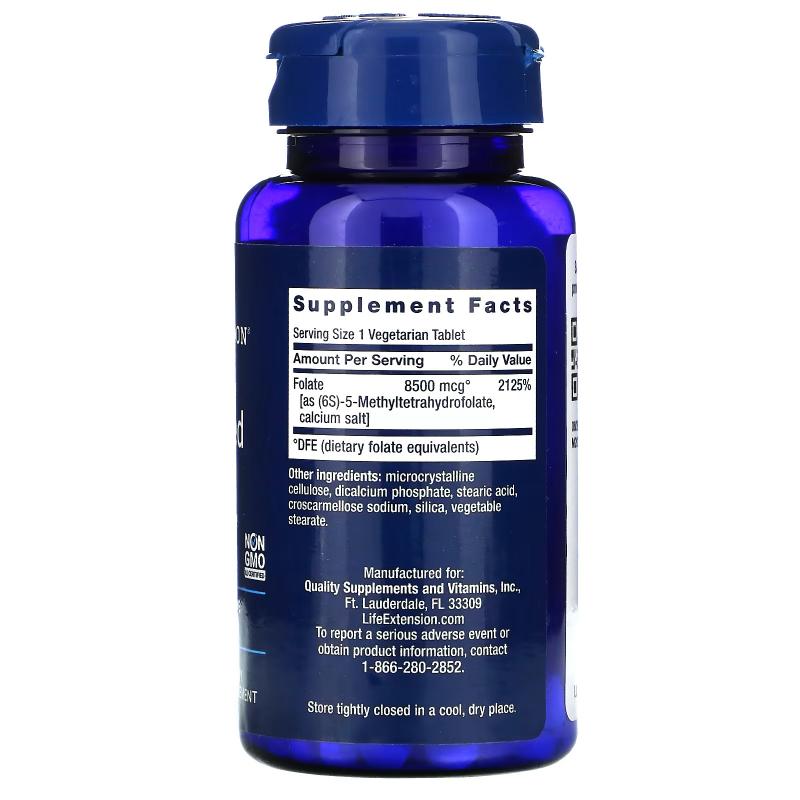 Life Extension Optimized Folate L-Methylfolate 8500 mcg DFE 30 veg tablets - фото 1