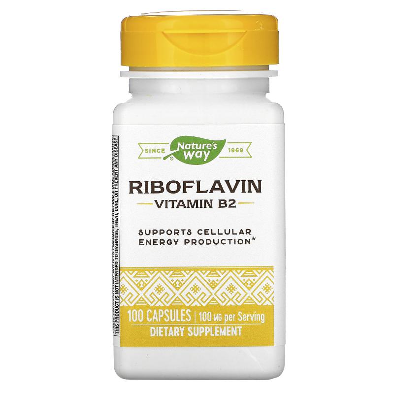 Nature's way Vitamin B2 Riboflavin 100 mg 100 Capsules - фото 1