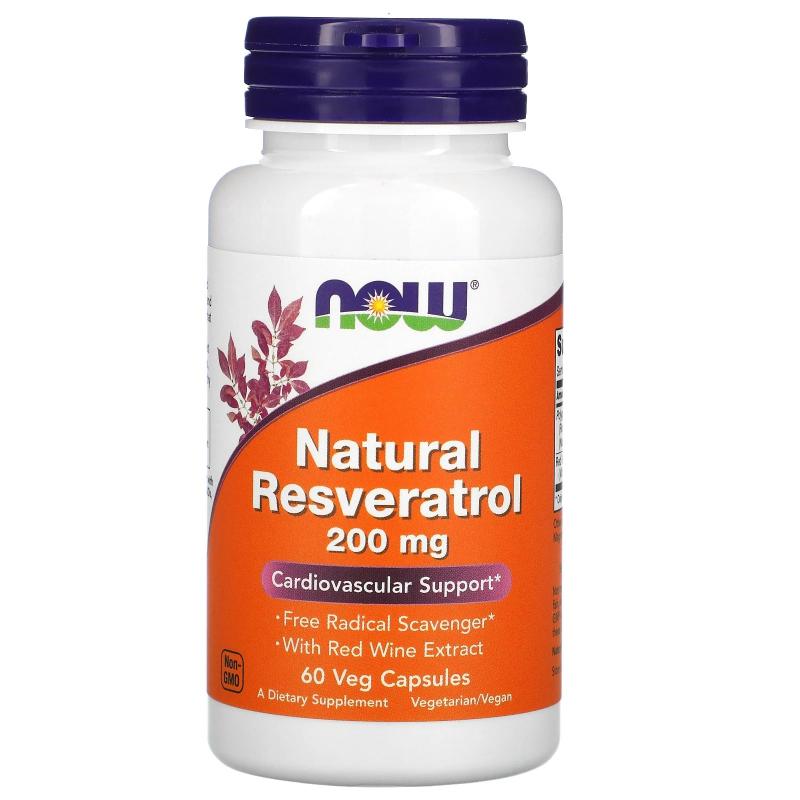 Now Foods Natural Resveratrol 200 mg 60 vcaps - фото 1